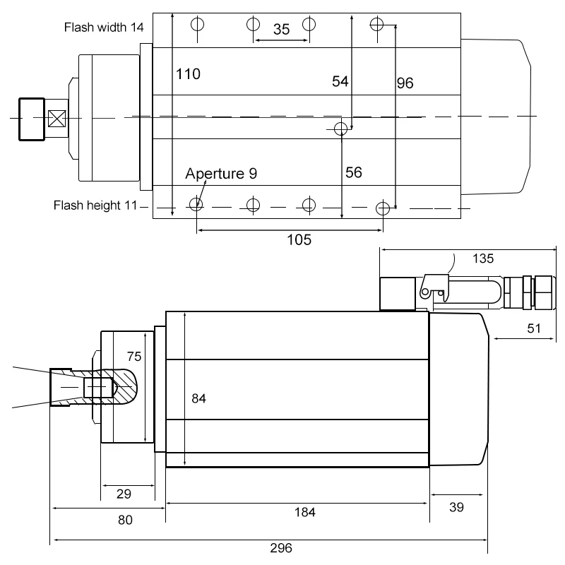 محرك المغزل باستخدام الحاسب الآلي تبريد الهواء 220 فولت 2.2 كيلو وات ER20 المغزل المبرد بالهواء مع شفة لآلة طحن جهاز التوجيه باستخدام الحاسب الآلي النقش النجارة