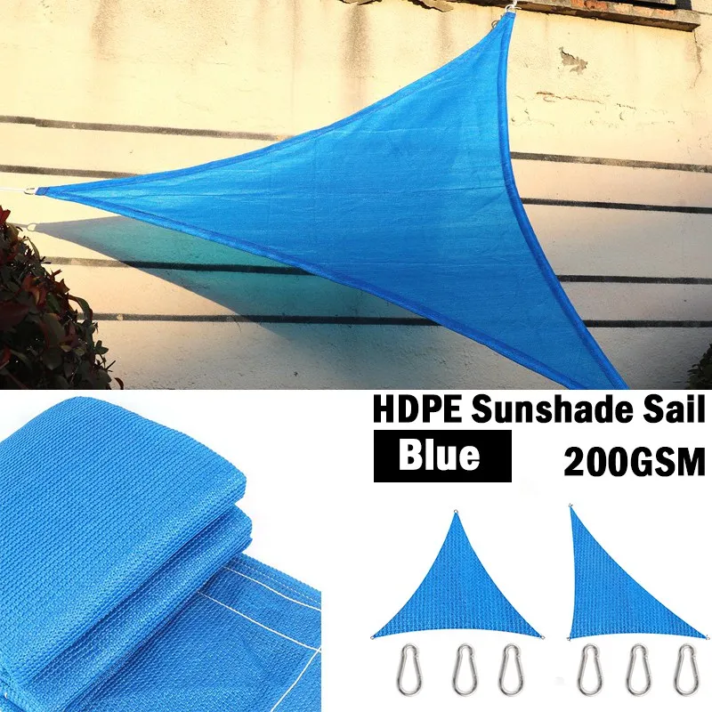 

200GSM HDPE Triangle Sun Shade Net Blue Courtyard Terrace Sun Canopy Outdoor Beach Camping Sun Shelter Swimming Pool Awnings