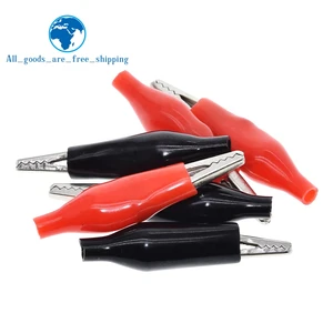 TZT 28MM Metal Alligator Clip G98 Crocodile Electrical Clamp for Testing Probe Meter Black and Red with Plastic Boot
