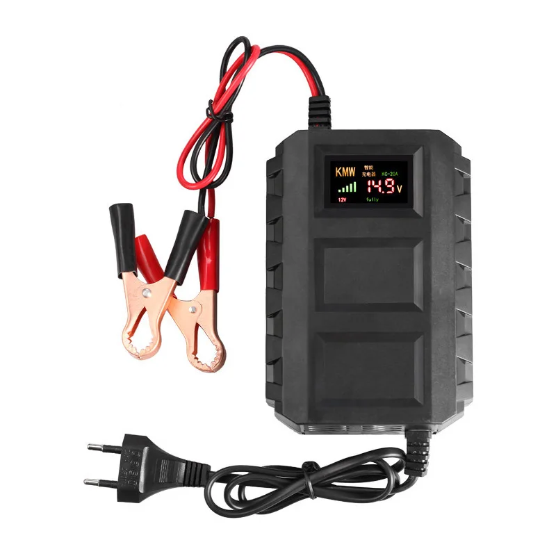 12v/20A Electric Car Automobile LCD Display Intelligent Acid Battery Power Charger Motorcycle Lithiums Battery Charging