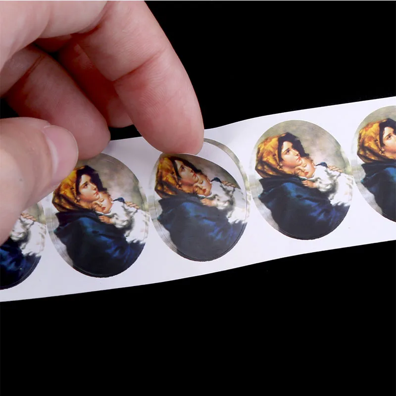 50pcs Oval Religious Catholic Saint Mary Sticker Accessories
