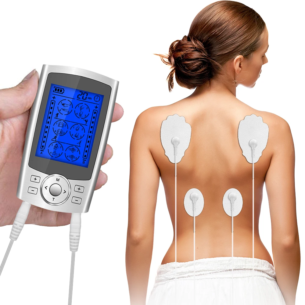 24Modes Eletric Compex Muscle Stimulator EMS Pulse Meridian Physiotherapy TENS Machine Electrodes Low Frequency Pads Massageador