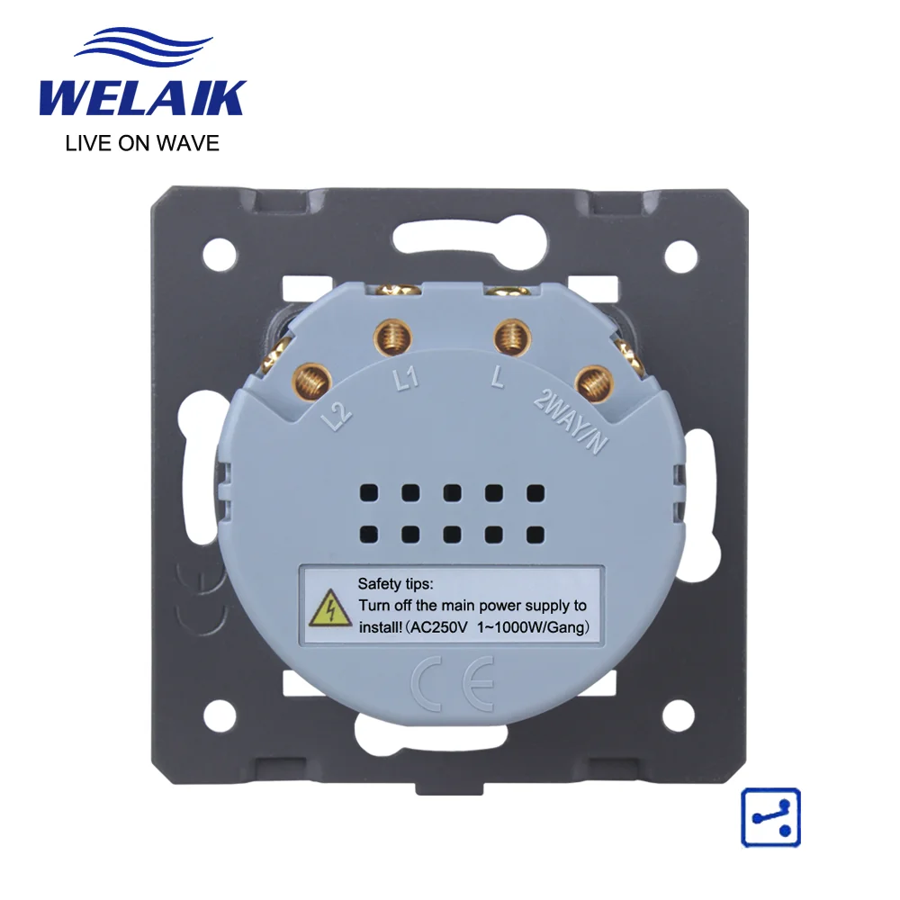 WELAIK EU Cross 2Gang 2Way 3Way Through Intermediate Aisle Stairs Wall Touch Switch 1~1000W 220V 5A  LED Light Wall Switch  A922