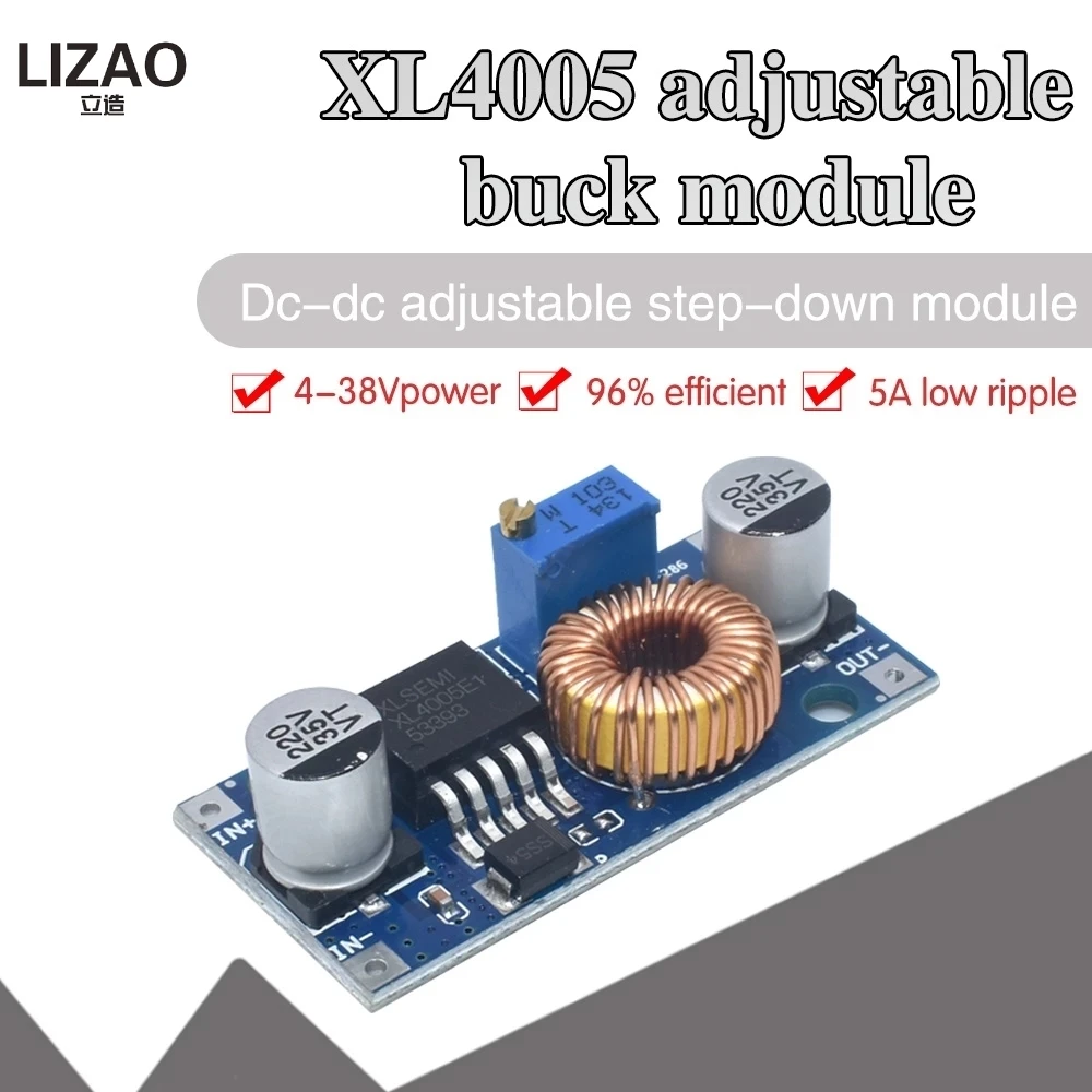 WAVGAT XL4005 DSN5000 poza LM2596 DC-DC regulowany step-down 5A 75 W moduł zasilania duży prąd dużej mocy