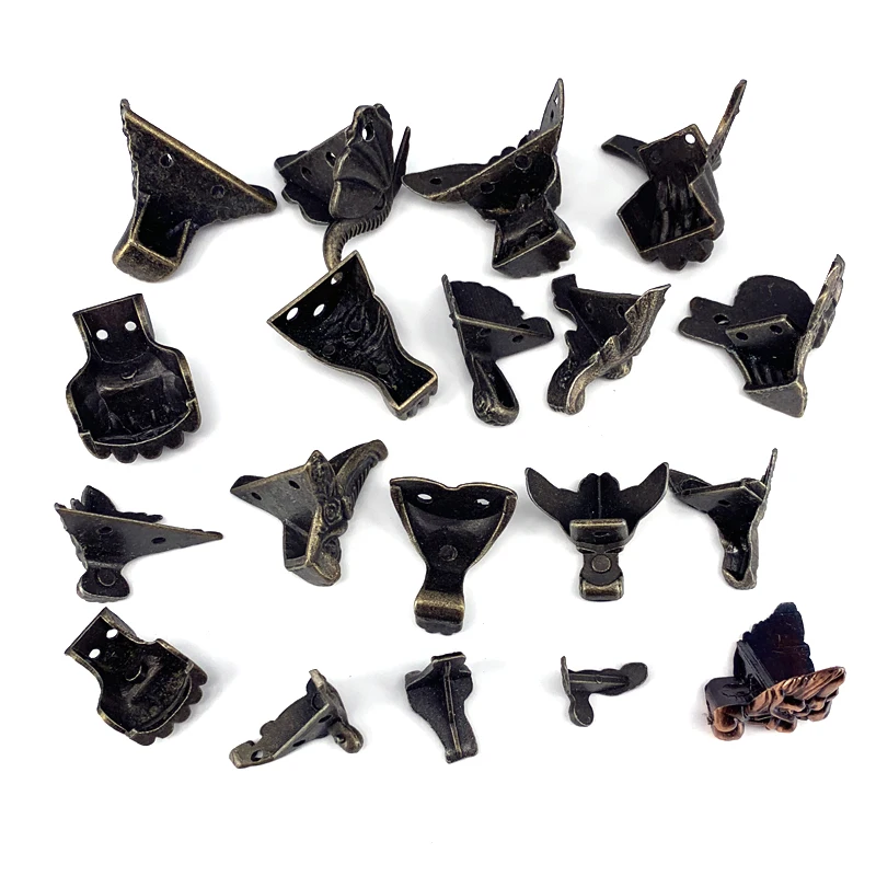 4PCS Antique Jewelry Box Corner Feet Protector Desk Box Edge Vintage Bronze Jewelry Box Wooden Box Feet Leg