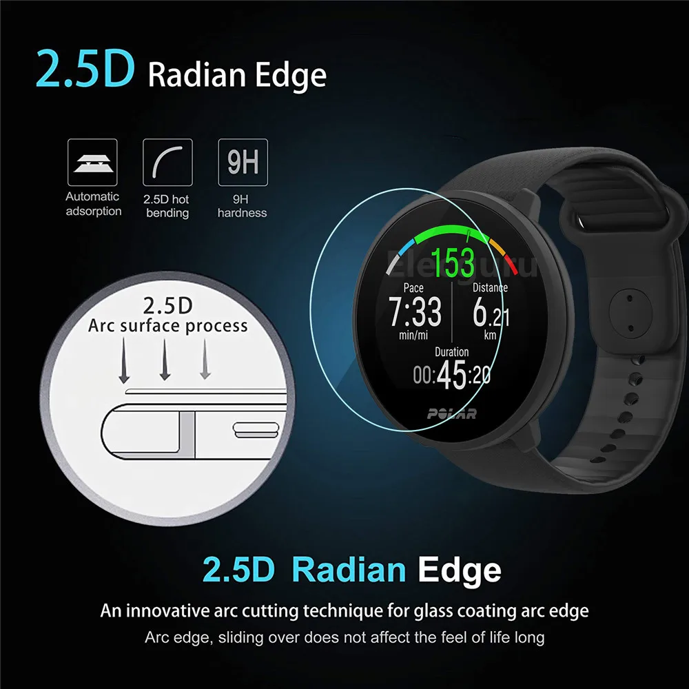 فيلم زجاجي مقوى لساعة اللياقة ، واقي شاشة شفاف ، مضاد للكسر ، مقاوم للخدش ، 3 قطعة