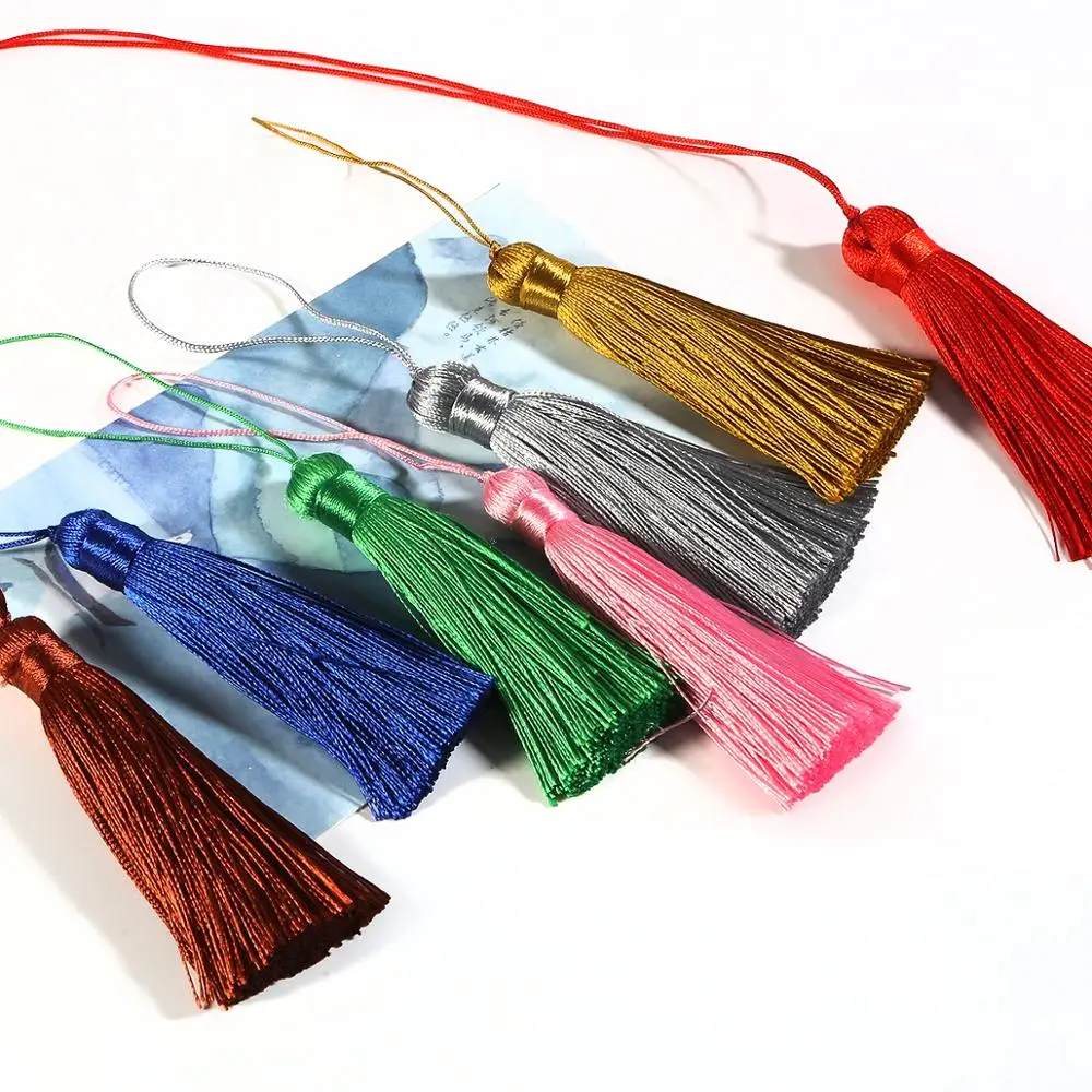 حلية قلادة ملابس يدوية الصنع، زينة فرشاة ستارة شرابة حريرية ملونة بطول 16 سم، مجوهرات شرابة أقراط قطعة/قطعتين - 3