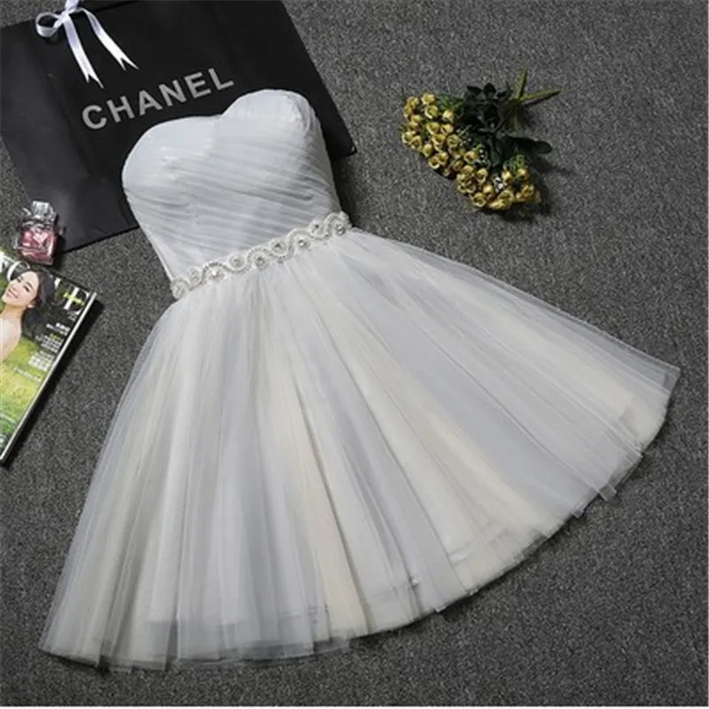 Schoonheid Emily Charmant Strapless Mouw Avondjurk Met Riem 2021 Fashion Zipper Terug Tulle Een Lijn Jurk 4 Kleuren Beschikbaar