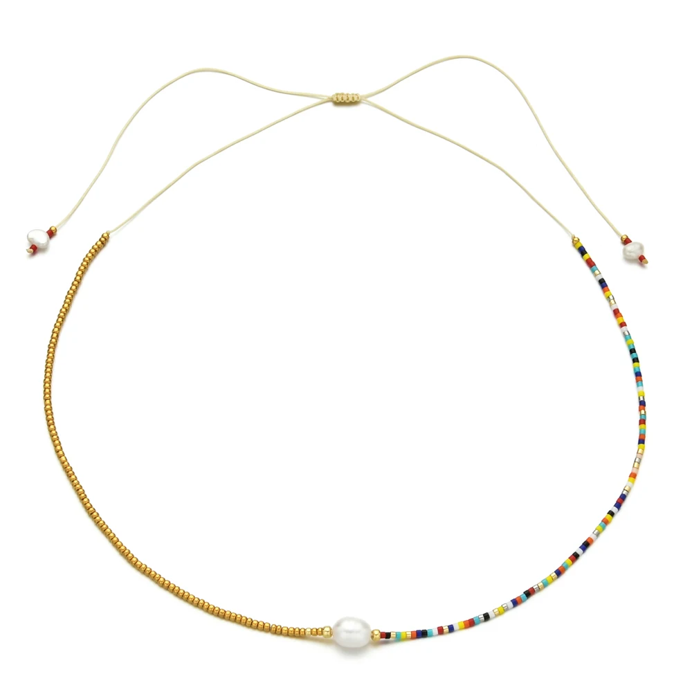 ZMZY Thin Choker Handemade Necklace MIYUKI Beads Natural Pearl Necklaces for Women Girls Gifts Fashion Classic Collar Jewelry