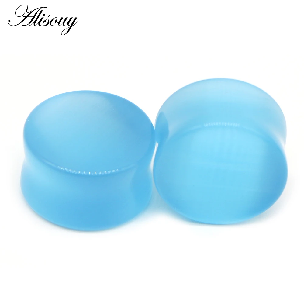 Alisouy 2pcs Fashion Ear Tunnels Earring Gauges Nature Stone Piercing Plugs 00g Ear Expander Lobe Stretcher Sexy Body Jewelry