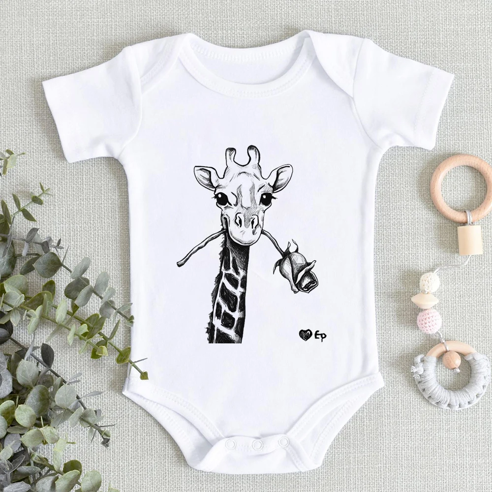 Fashion One-Pieces Newborn Bodysuit Ropa De Debe Hipster Graphic Infant Jumpsuits Giraffe 0-24M New Baby Girl Boy Clothes