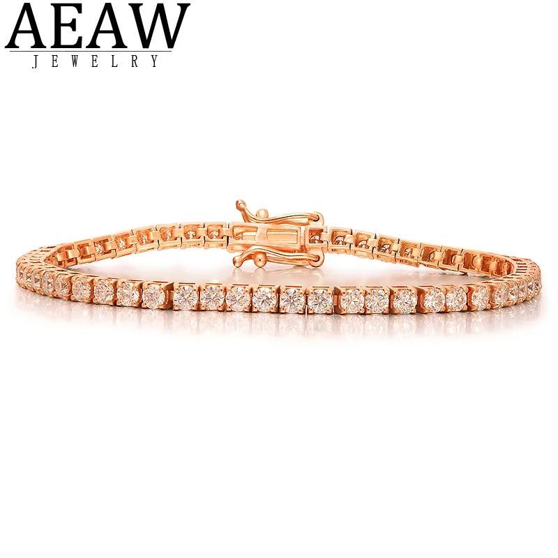 

Solid 14k Yellow Gold 2.5mm Round Cut Moissanite Bracelet Fine Jewelry For Women Gift Wedding Engagement 16CM