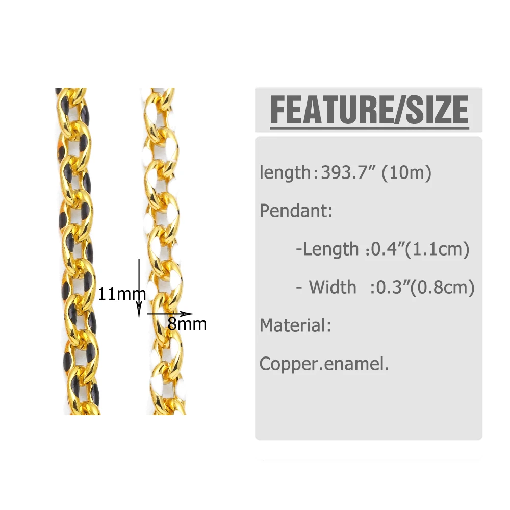 OCESRIO 10M Handmade Punk Hiphop Cable Chain for Necklace Making Gold Plated Copper DIY Components for Jewelry Making cana041