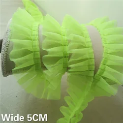 5CM Wide Mesh Pleated Fabric Lace Dress Ruffle Trim Ribbon Embroidery Sewing Princess Pettiskirt DIY Apparel Home Decoration