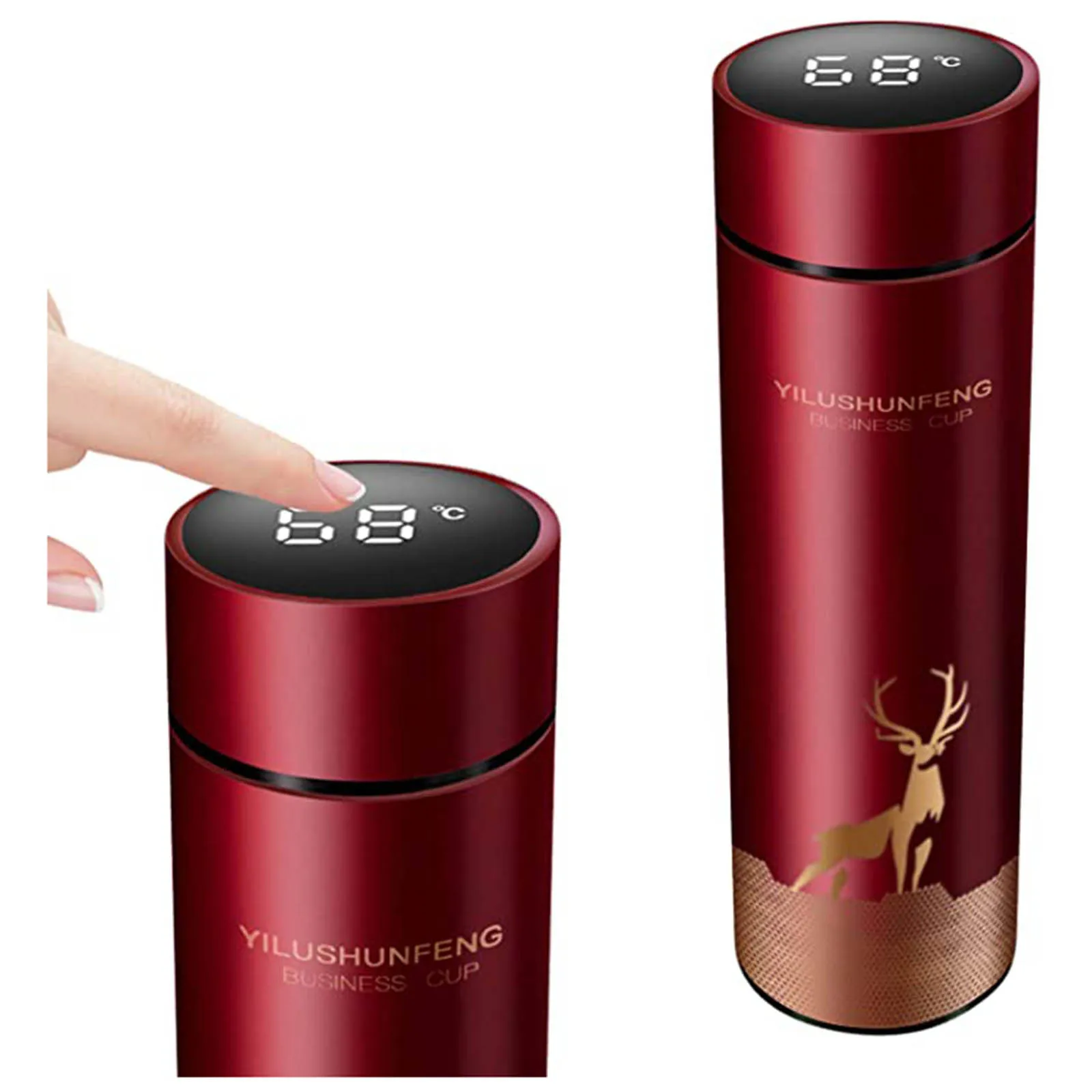 Saingace Thermos Cup Fawn Print Smart business insulated Coffee cup 500ML stainless steel Display Temperature mugs Drop Ship New