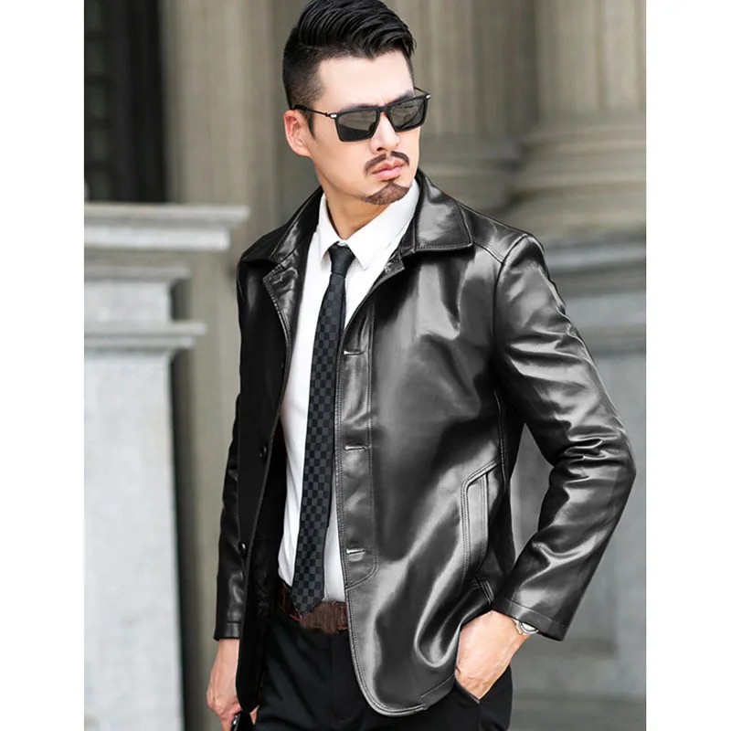 Idopy Fashion Jacket Mens Faux Leather Business Casual Outerwear Motorcycle Coats for Male