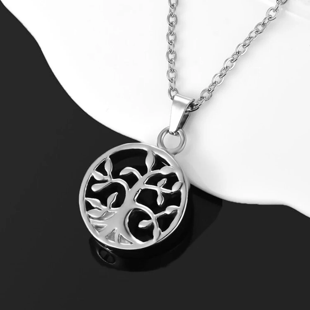 Life Tree Stainless Steel Ash Memorial Necklace Urn Pendant Keepsake Cremation Jewelry