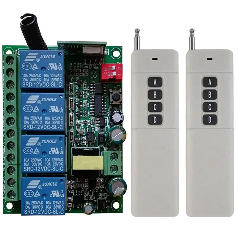 

3000m Wide Range High Power 10A Relay AC110V 220V 230V 4 CH 4CH Wireless RF Remote Control Switch Transmitter& Receiver shutters