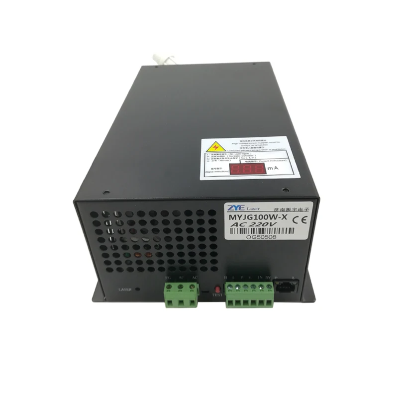 MYJG100W nueva fuente de alimentación láser CO2 100W con regulador de voltaje de diagnóstico de fallos y pantalla LED para tubo láser CO2
