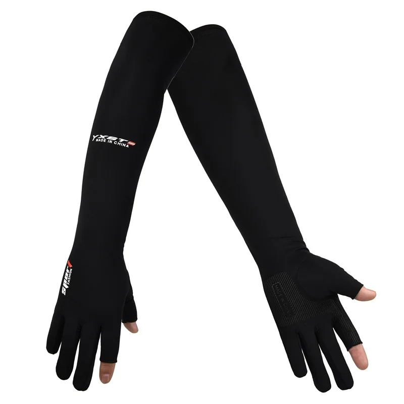 Mangas de protección solar antideslizantes para hombre y mujer, guantes antiultravioleta de seda fina, protector de brazo para conducir, de verano