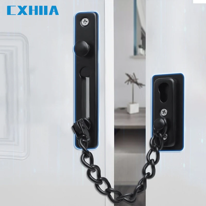 CXHIIA Stainless Steel Household Anti-Theft Chain Door Chain Anti-Theft Door Lock Perforation/Free Perforation Dual Purpose