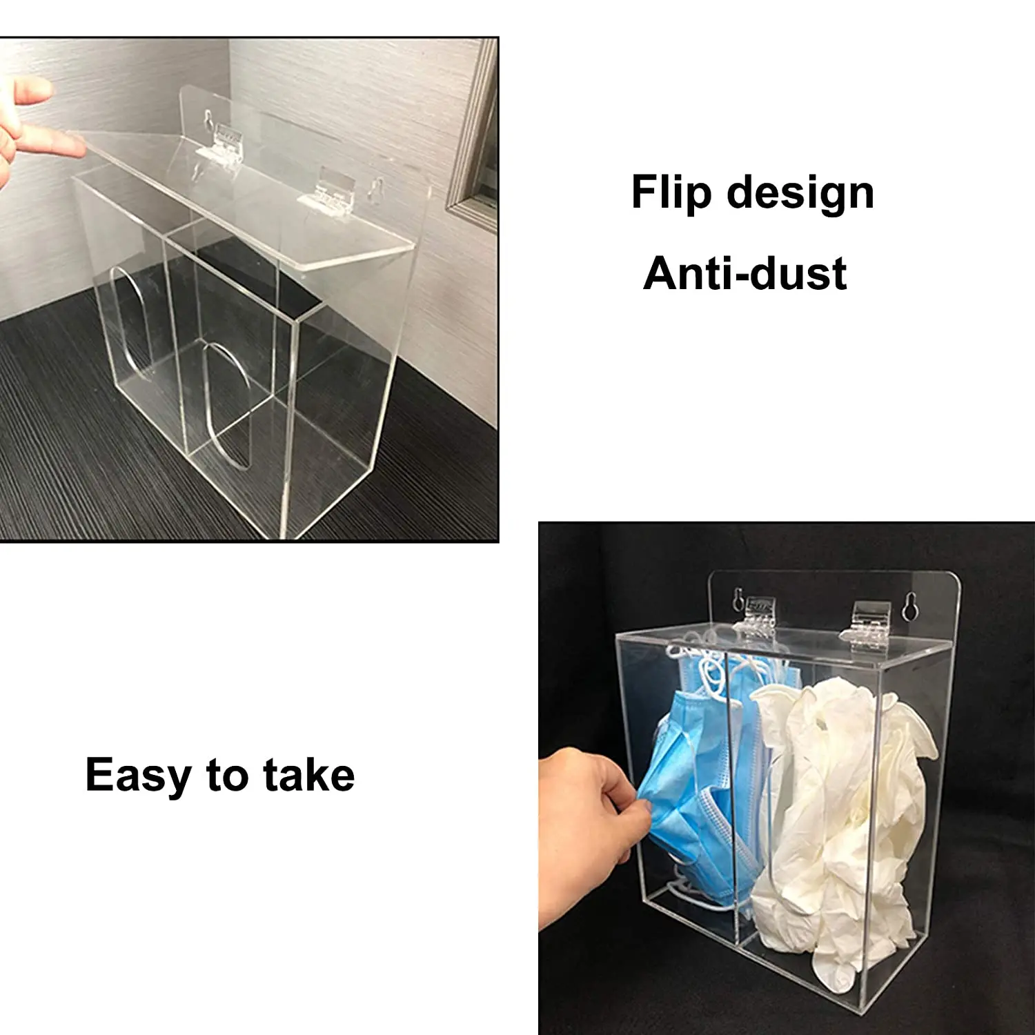 Disposable Mask Glove Dispenser Box Holder Hygiene Station Acrylic Compartment Emesis Bag Hairnet Shoe Cover Dispenser Organizer