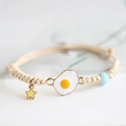 Hand-woven alloy dripping oil poached egg bracelet cute personality student female hand strap 0a1#2591