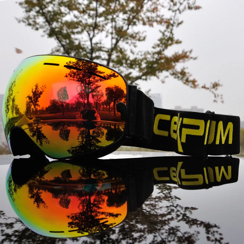 2019 Brand Ski Goggles Full Mirror UV400 Anti-fog Big Ski Mask Glasses Skiing Men Women Snow Snowboard Goggles 3 Lens