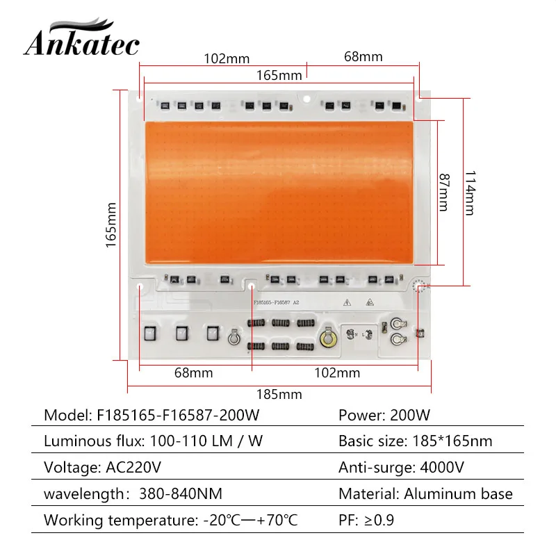 Imagem -03 - Luz Led para Crescimento 150w 200w Cob Full Spectrum Chip Cob Ac220v Módulo de Luz Led Interno Amplo Espectro 380840nm