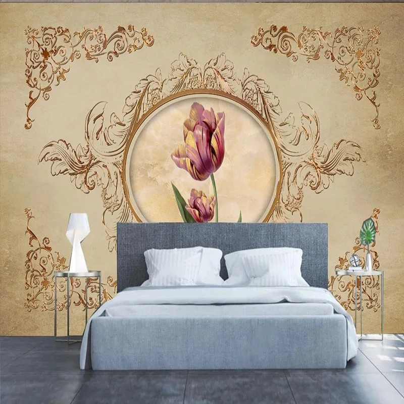 Custom Mural Wallpaper 3D European Style Simple Retro Background Wall Mural TV Sofa Home Decor Papers Waterproof Poster Tapety