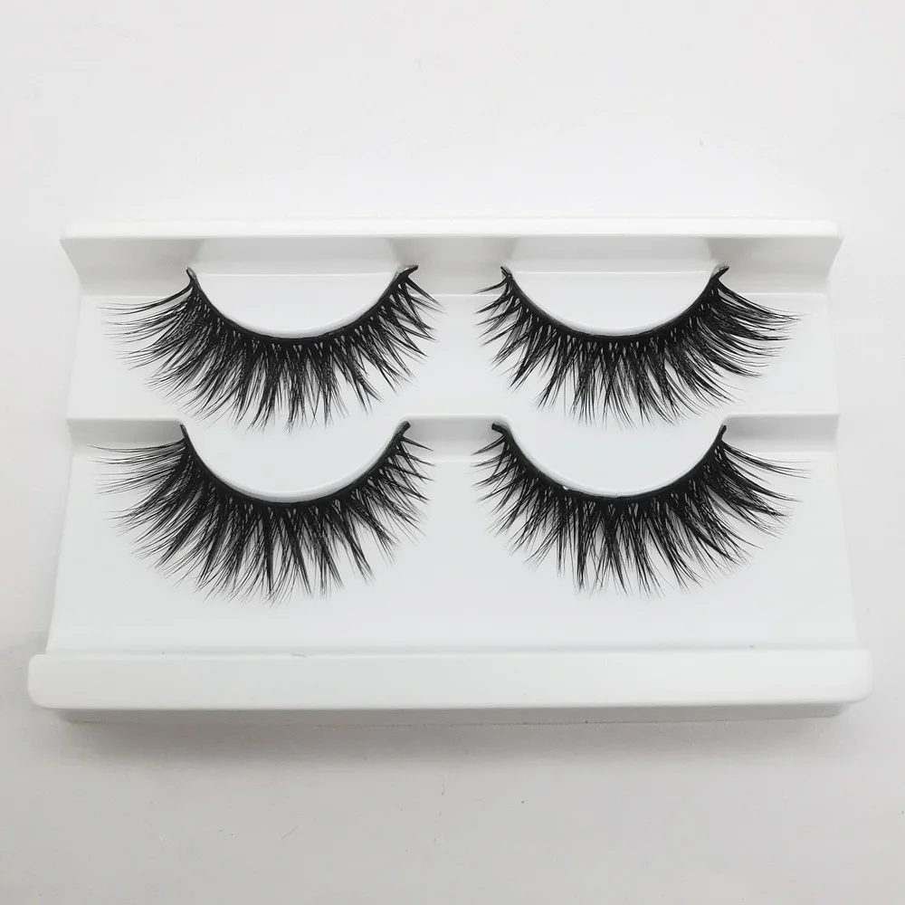 Softer Feel 2 Pairs 3D Mink Hair False Eyelashes Natural/Thick Long Eye Strip Lashes Wispy Makeup Beauty Extension Tools