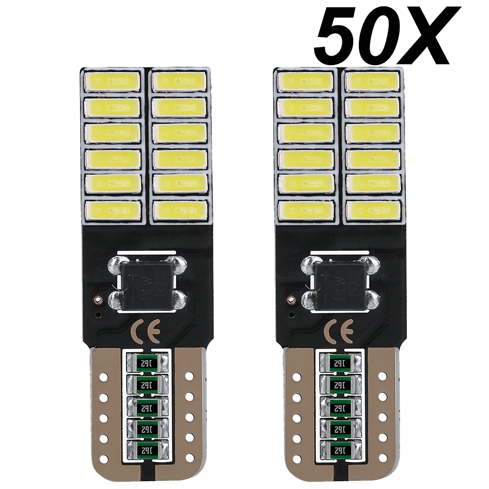 

50PCS W5W Led Bulb T10 Led 501 194 12V 4014SMD Car Led Signal Lamp Clearance Lights Reading Lights Interior Light White Yellow