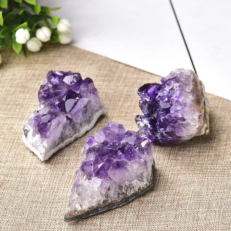 1PC 100% Natural Amethyst Cluster Quartz Healing Stone Crystal Point Specimen Home Decor Purple Feng Shui Stone Ore Mineral Gift