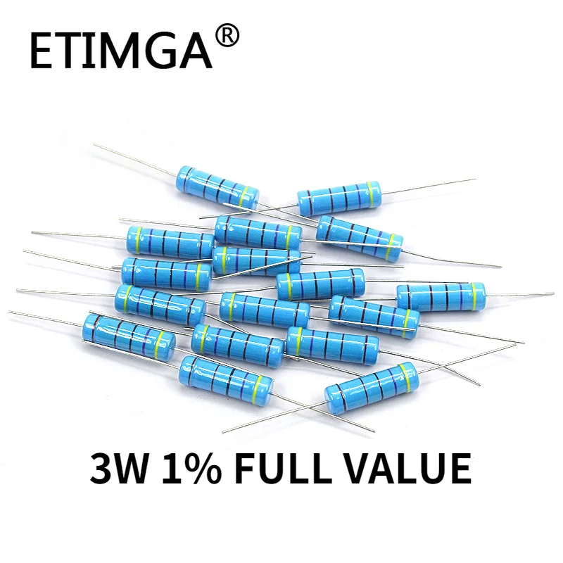 10PCS/LOT 3W 1% Metal film resistor 0.47R 0.5R 0.56R 0.62R 0.68R 0.75R 0.82R 0.91R 0.47ohm 0.5ohm 0.56ohm 0.62ohm 0.68ohm