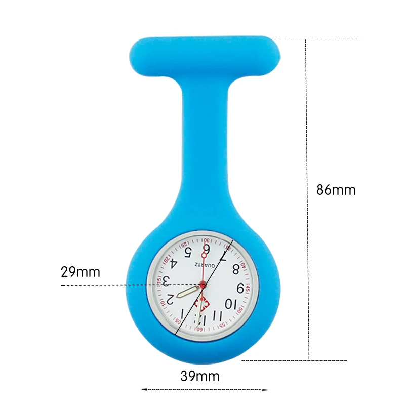 Reloj de bolsillo médico de cuarzo para enfermera, pulsera con colgante de silicona, con broche, solapa, regalo