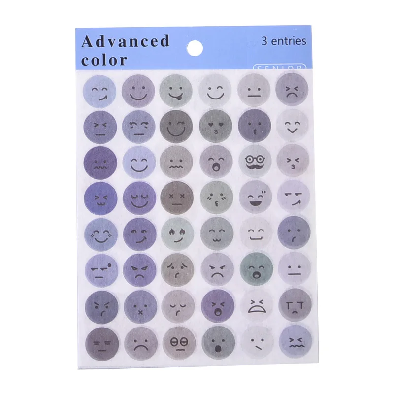 Morandi Small Circle Label Sticker Smiling Face Small Expression Notebook Sealing Decorative Stickers Scrapbooking Stationery