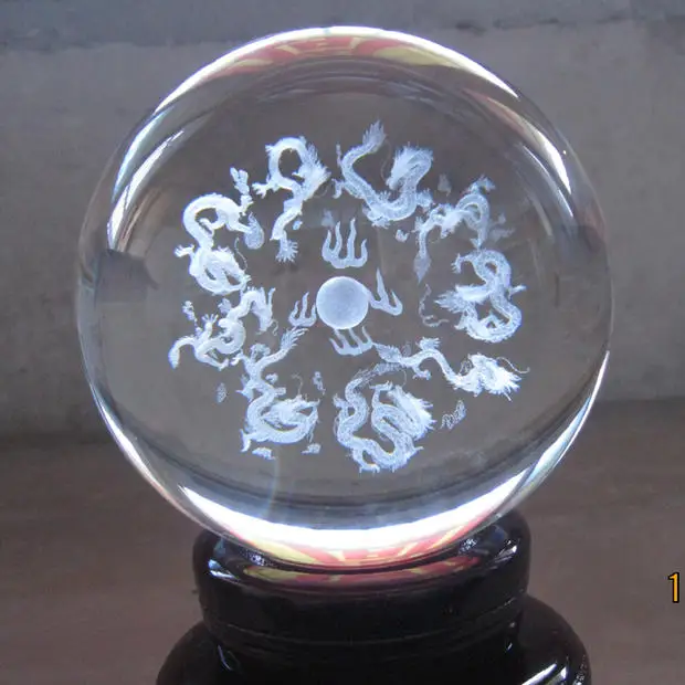 

GOOD LUCK Asia HOME efficacious Recruit money Exorcise evil spirits 9 Dragons FENG SHUI Talisman 3D Crystal ball statue