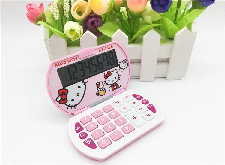 8-digit extra large display Pocket flip Head cute cartoon Calculator Portable Carry Fold Mini Calculator for Girls