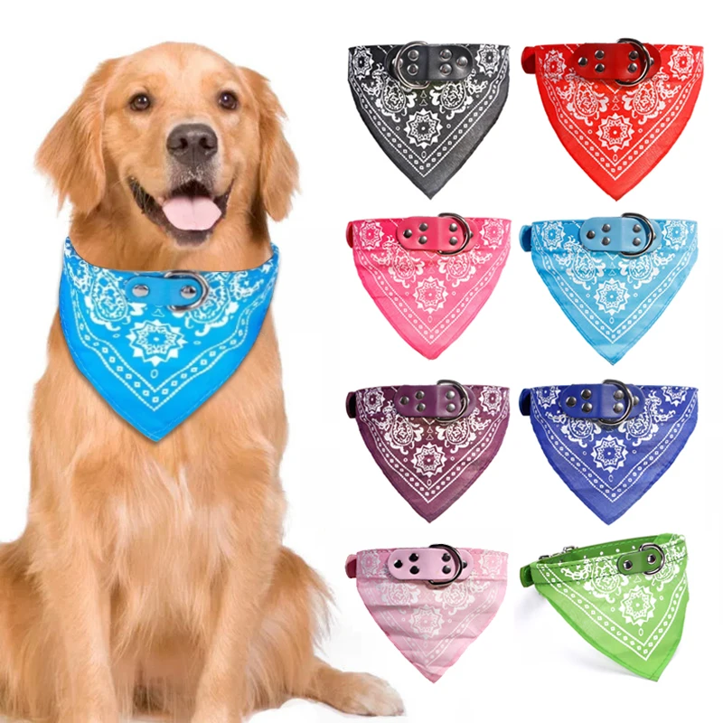 Pet Collars With Print Scarf Cute Adjustable Small Dog Collar Neckerchief Puppy Pet Slobber Towel Cat Accessories