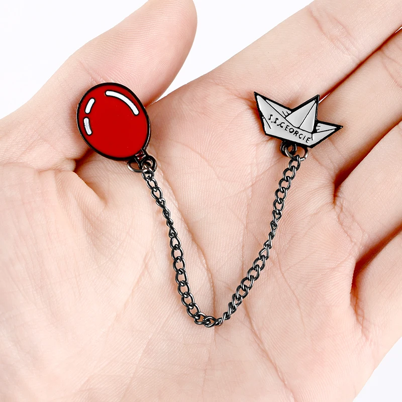 GDHY SS Georgie Paper Boat Red Balloon Brooches Stephen King\'s IT Enamel Pins Denim Jackets Collar Badge Pins Button Jewelry