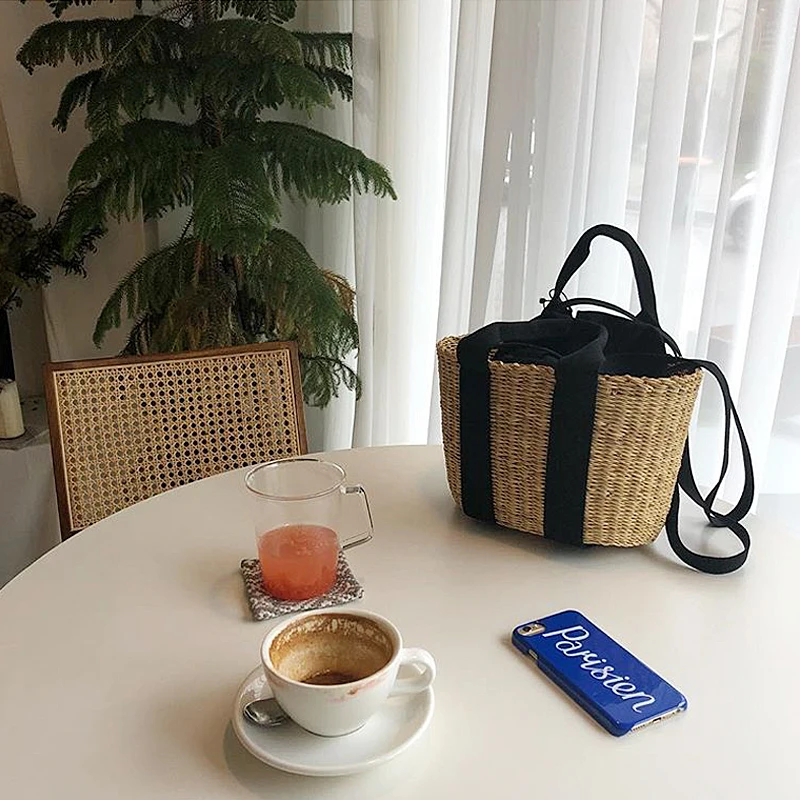 TOBO-Sac messager tissé en paille pour femmes, sacs à main de plage faits à la main, sacs à bandoulière de créateur, poches, voyage, vacances