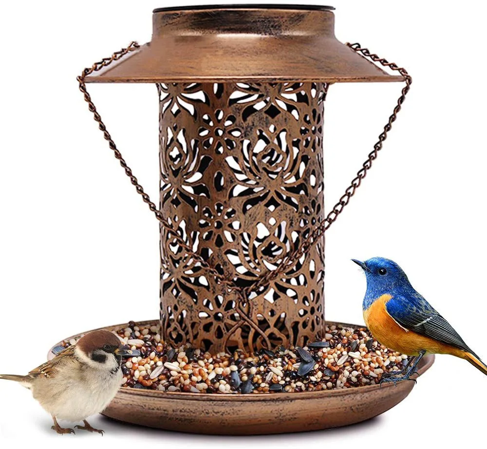 Solar Bird Feeder Light Outdoor Mosaic RGB Pendant Lights Hanging Bird Water Feeder Waterproof Patio Garden Decor Night Light