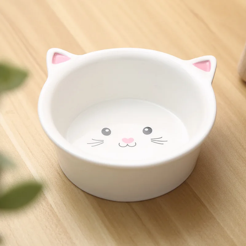 Lovely Pet Feeder Bowl Cartoon Shape High-foot Single Mouth Skidproof Ceramic Dog Cat Food Bowl Pet Products Drinking Bowl