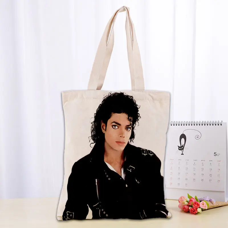 KPOP Michael Jacks Tote Bag Women Canvas Fabric Bags Eco Reusable Shopping Bags Traveling Beach Casual Useful Shoulder Bag 03-18