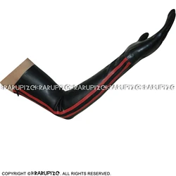 Black And Red Trims Zippers On Sides Sexy Long Latex Gloves Rubber Mittens ST-0083