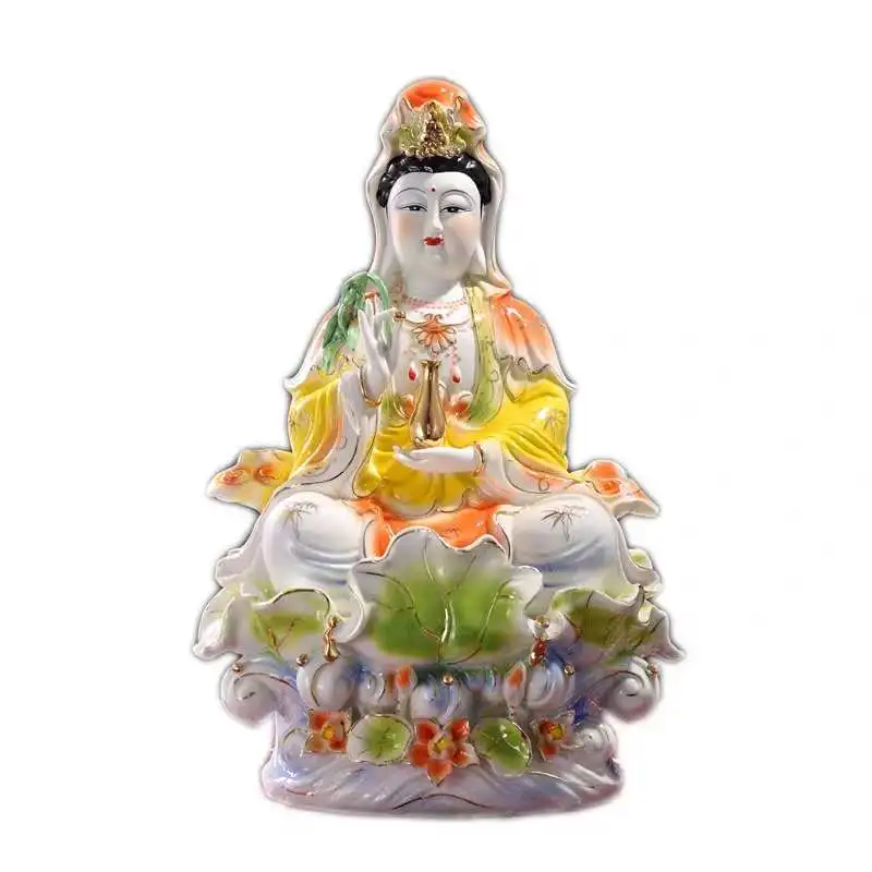 Avalokitesvara statue Southeast Asia home decoration Temple Fengshui South China Sea Avalokitesvara painted pottery prays 16 