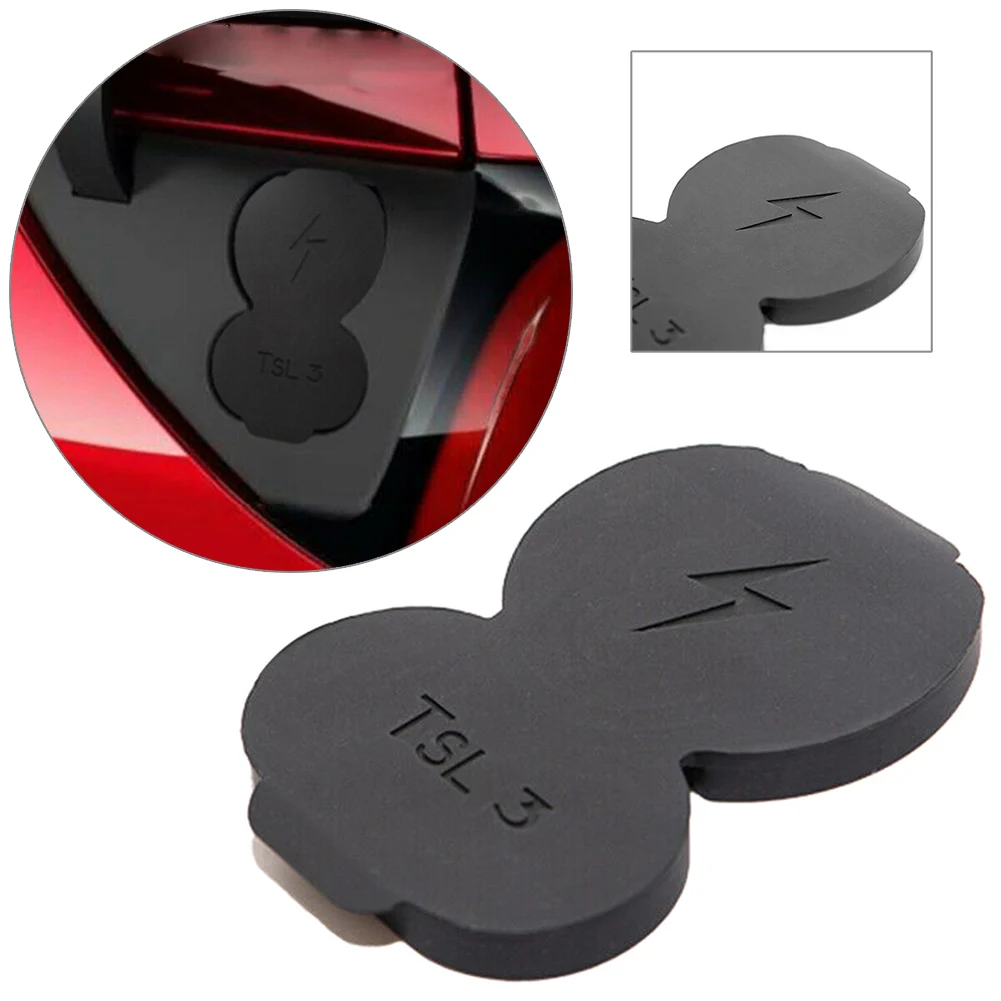 

For Tesla Model 3 Black Car Accessories Silicone Charging Port Cap Cover European Version Only 1PCS