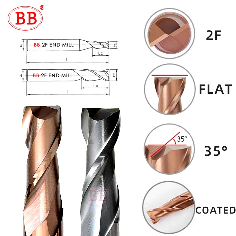 Imagem -03 - Carbide Flat End Mill Cortador de Tungstênio Ferramenta de Aço de Metal Face Chave Quadrado Router Bit mm mm 12 Shank bb