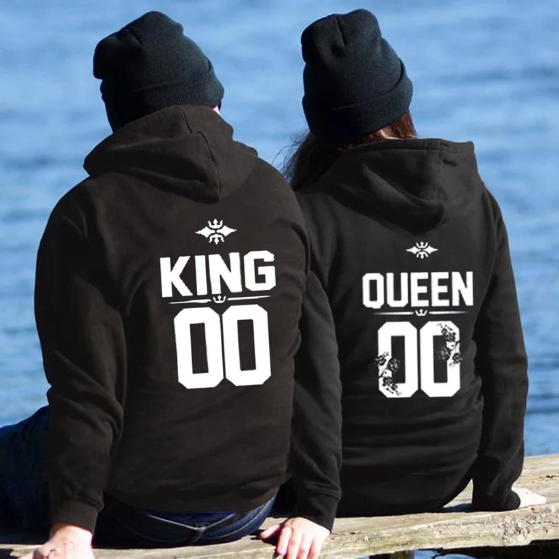 

Women Men Lovers Sweatshirt Couple Hoodies Chritsmas Costumes Lovers Couples QUEEN 00 KING 00