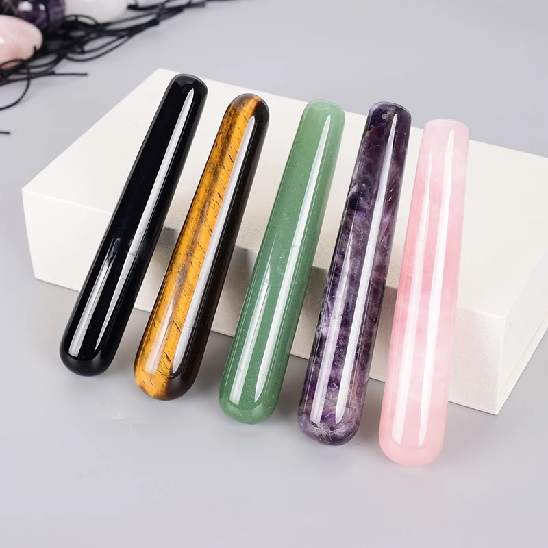 

Wholesale Massage Wand Yoni Natural Crystal Mineral Quartz Acupoint Pen Face Care Tool Relax Body Beauty Health Massagestick